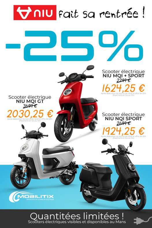 Grande promo de rentrée sur les scooters électriques chez MOBILITIX Le Mans.