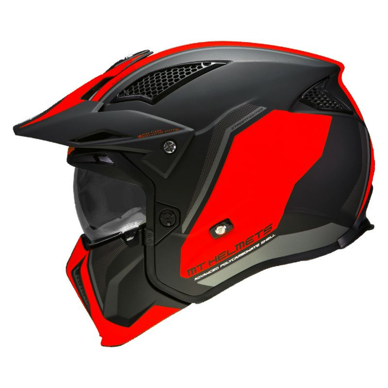 CASQUE TRIAL MT STREETFIGHTER SV TWIN C5 NOIR MAT/ROUGE
