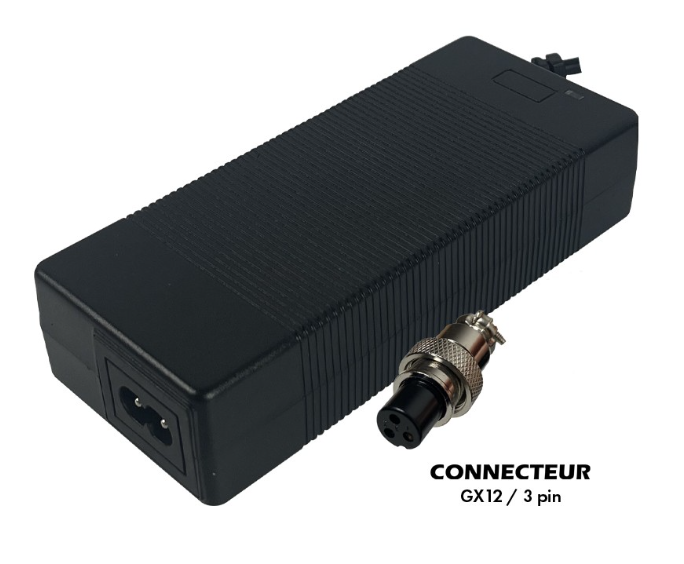 Chargeur 36V - 42V / 2A (connecteur GX12-3p 8mm)