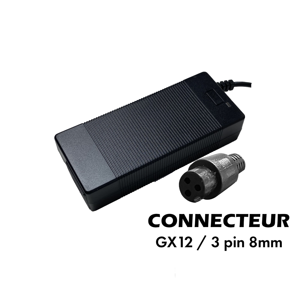Chargeur 52V - 58.8V / 2A (connecteur GX12-3P 8MM)