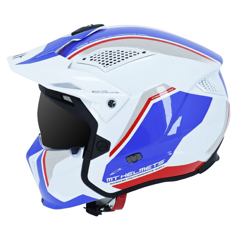 BLANC-BLEU-ROUGE CASQUE TRIAL MT STREETFIGHTER SV TWIN  BRILLANT