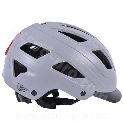 [69108C] CASQUE VELO ADULTE SAFETY LABS E-BAHN GRIS MAT AVEC ECLAIRAGE LED INTEGREE T.L (59-61CM)