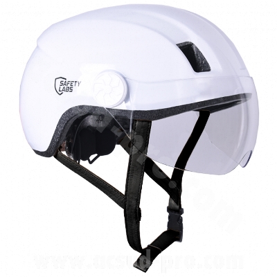 [69125C] CASQUE VELO ADULTE SAFETY LABS IN-MOLD ENROUTE BLANC AVEC ECLAIRAGE LED INTEGREE T.L (57-61CM)