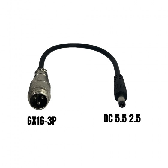 Adaptateur GX16 3pins Mâle - DC 5.5 2,5 mmm Femelle