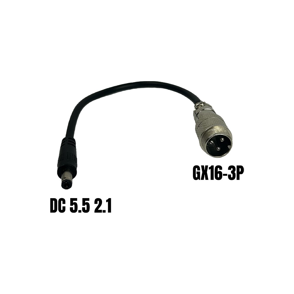 [SP-170-DC2.1] Adaptateur chargeur GX16 3Pins Male-DC 5.5 2,1mm Femelle
