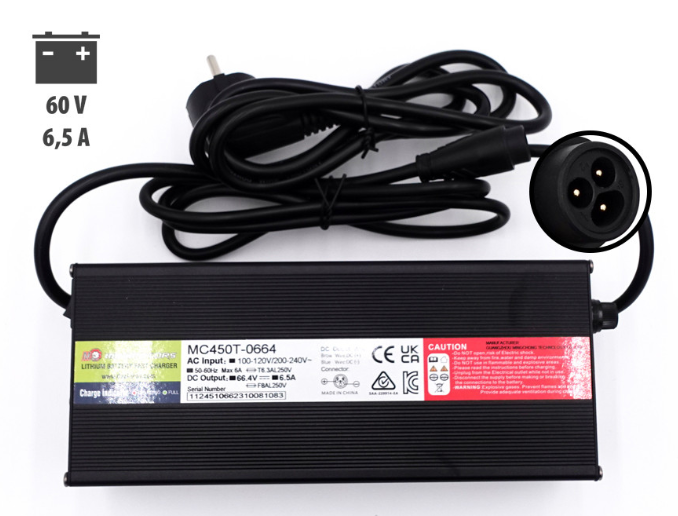 Chargeur rapide Dualtron 60V 6,5A LP-16