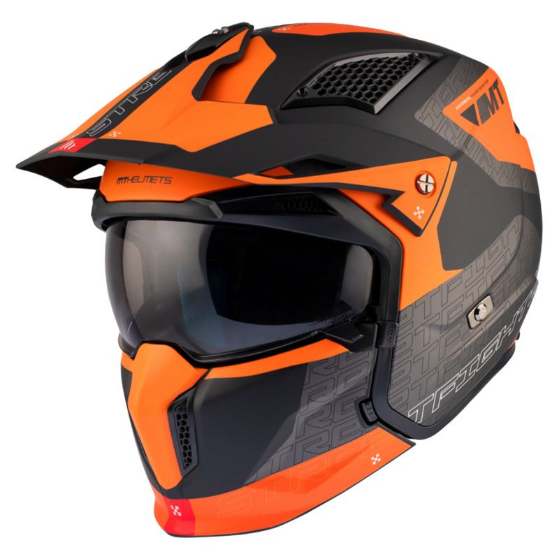 [203043] CASQUE TRIAL MT STREETFIGHTER SV S TOTEM B4 GRIS/ORANGE MAT XL SIMPLE ECRAN TRANSPARENT TRANSFORMABLE AVEC MENTONNIERE AMOVIBLE