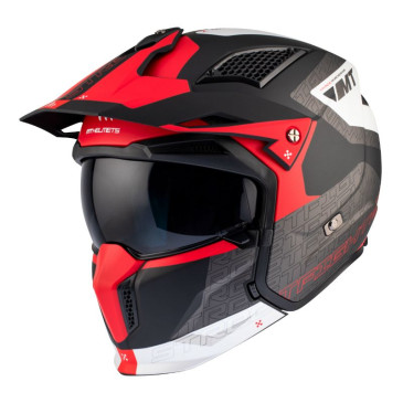 CASQUE TRIAL MT STREETFIGHTER SV S TOTEM B15 GRIS/ROUGE MAT L SIMPLE ECRAN TRANSPARENT (L)